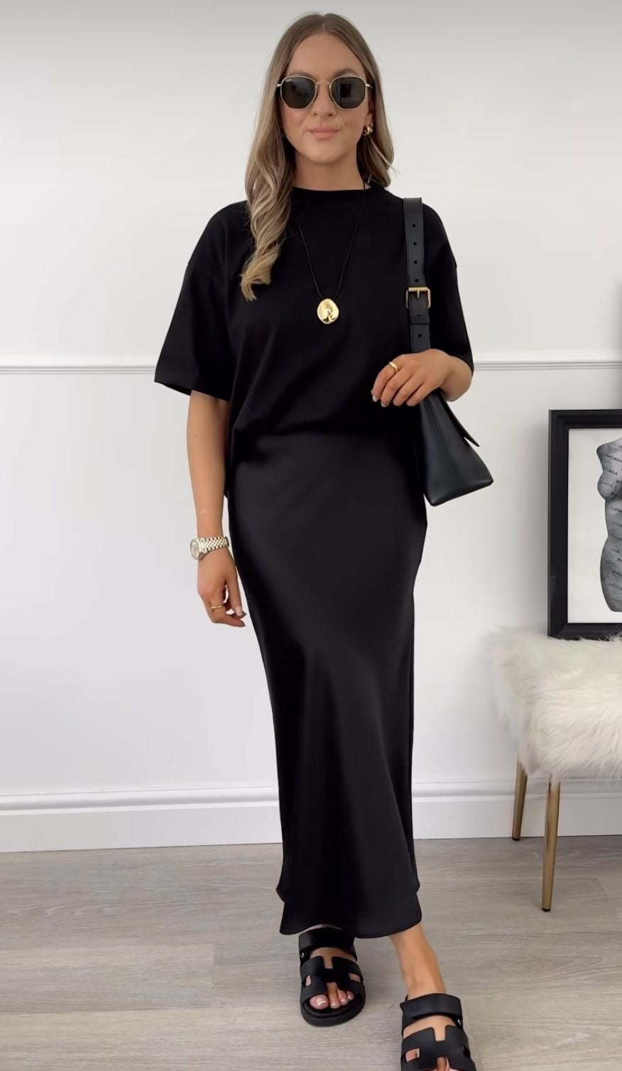 Jupe satinée Noir